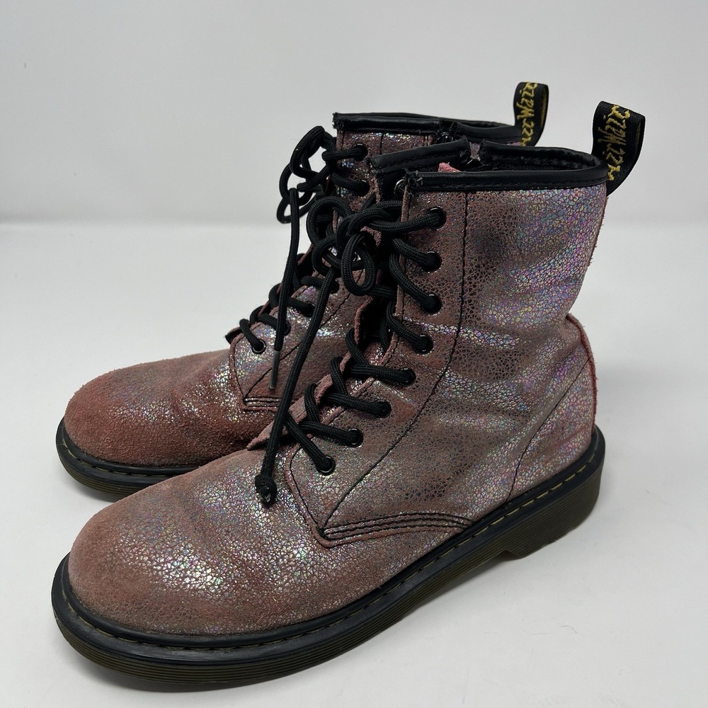 Dr Martens Delaney Glitter Combat Boots Purple Womens Size 6